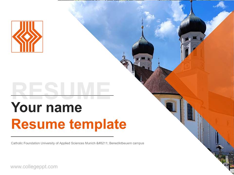 Catholic Foundation University of Applied Sciences Munich – Benediktbeuern campus Resume PPT Template4:3 ratio PPT effect preview image5