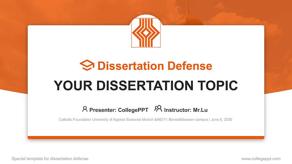 Catholic Foundation University of Applied Sciences Munich – Benediktbeuern campus Graduation Thesis Defense PPT Template16:9 ratio PPT effect preview image