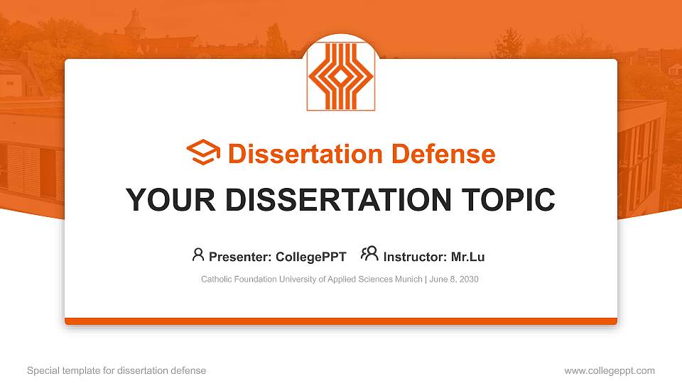 Catholic Foundation University of Applied Sciences Munich Graduation Thesis Defense PPT Template16:9 ratio PPT effect preview image
