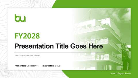 Brand University of Applied Sciences Academic Presentation/Research Findings Report PPT Template