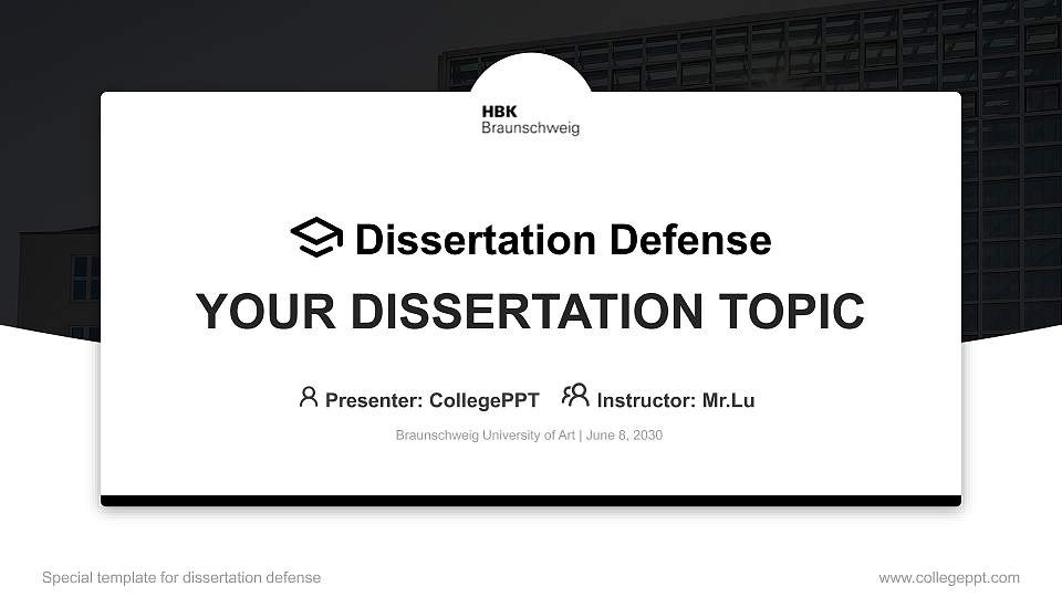 Braunschweig University of Art Graduation Thesis Defense PPT Template16:9 ratio PPT effect preview image