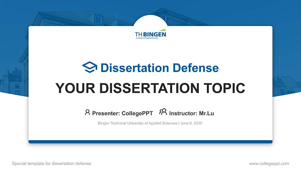 Bingen Technical University of Applied Sciences Graduation Thesis Defense PPT Template16:9 ratio PPT effect preview image