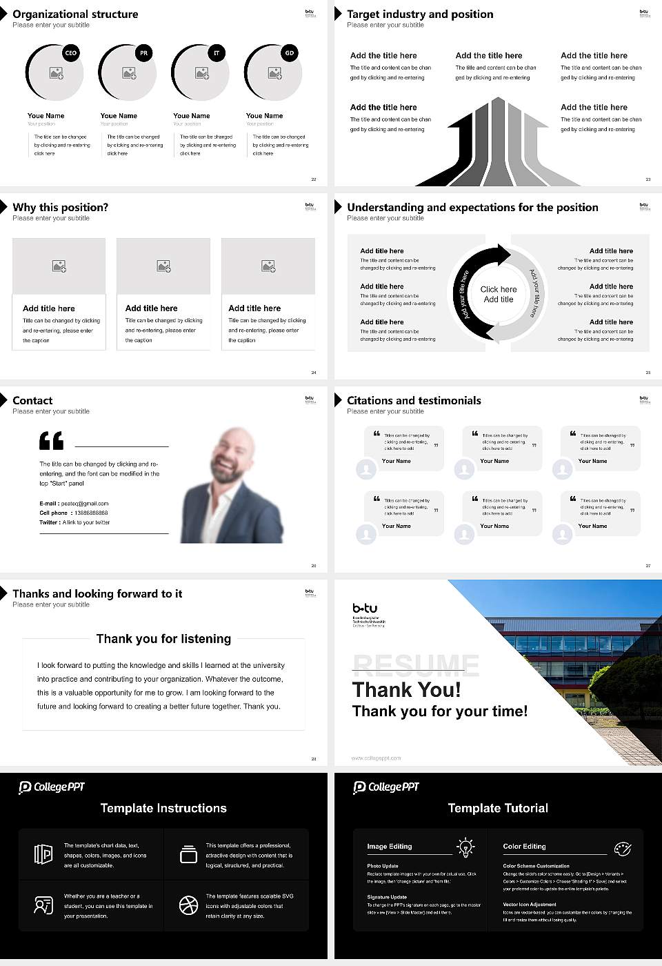 Brandenburg University of Technology Cottbus–Senftenberg Resume PPT Template16:9 ratio PPT effect preview image4