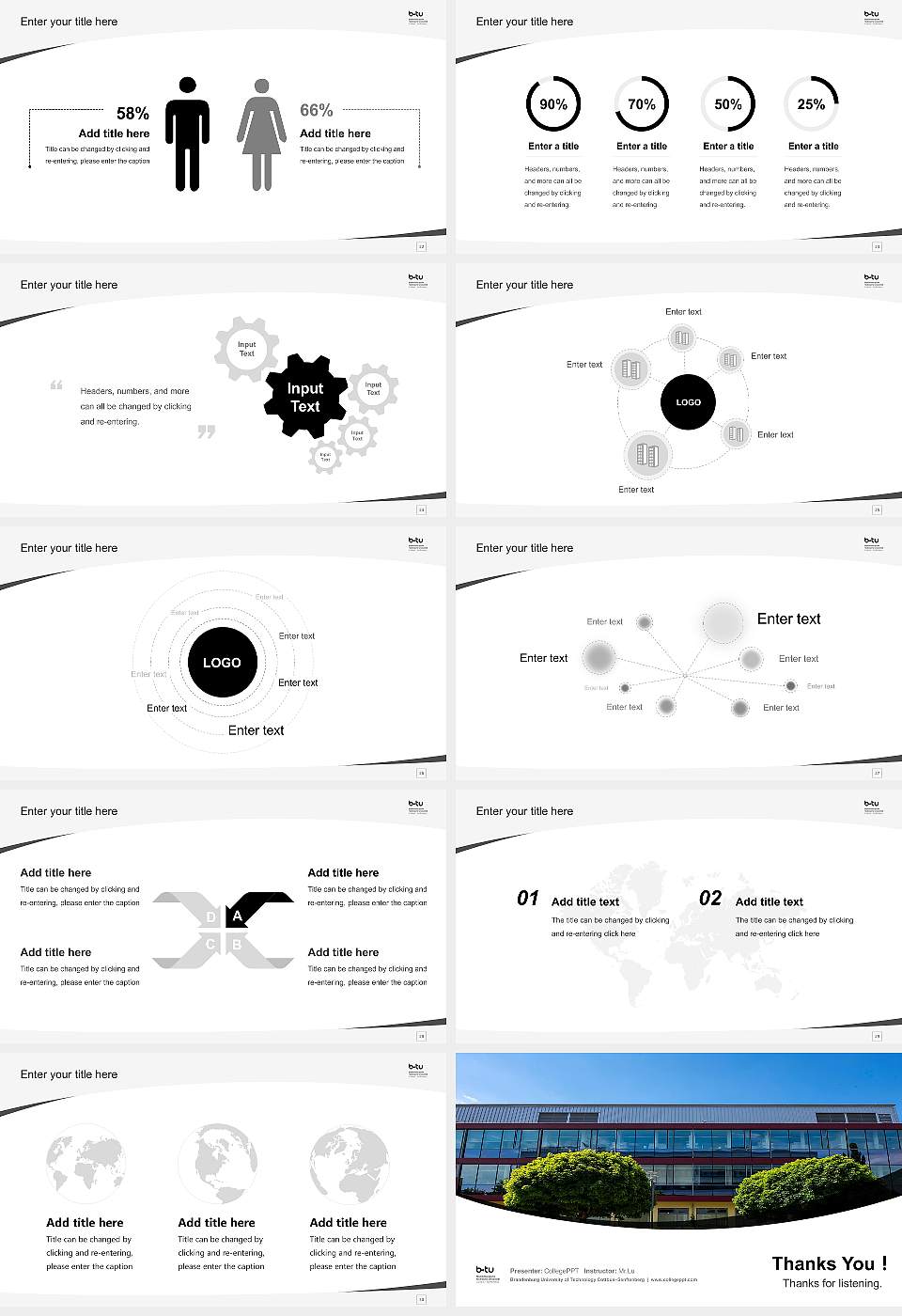 Brandenburg University of Technology Cottbus–Senftenberg Course/Courseware Creation PPT Template16:9 ratio PPT effect preview image4
