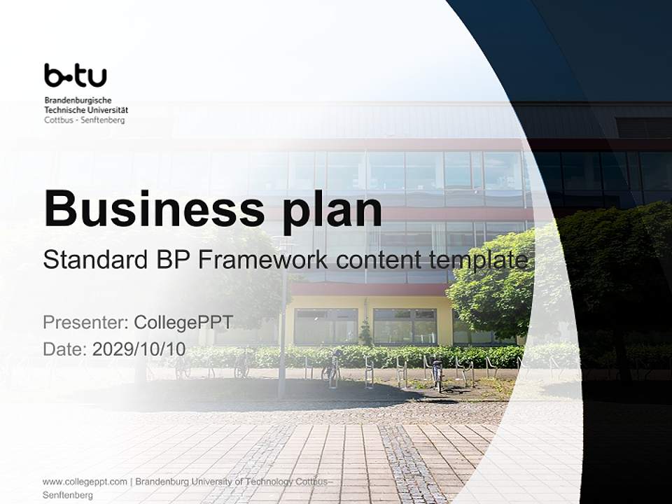 Brandenburg University of Technology Cottbus–Senftenberg Competition/Entrepreneurship Contest PPT Template4:3 ratio PPT effect preview image9