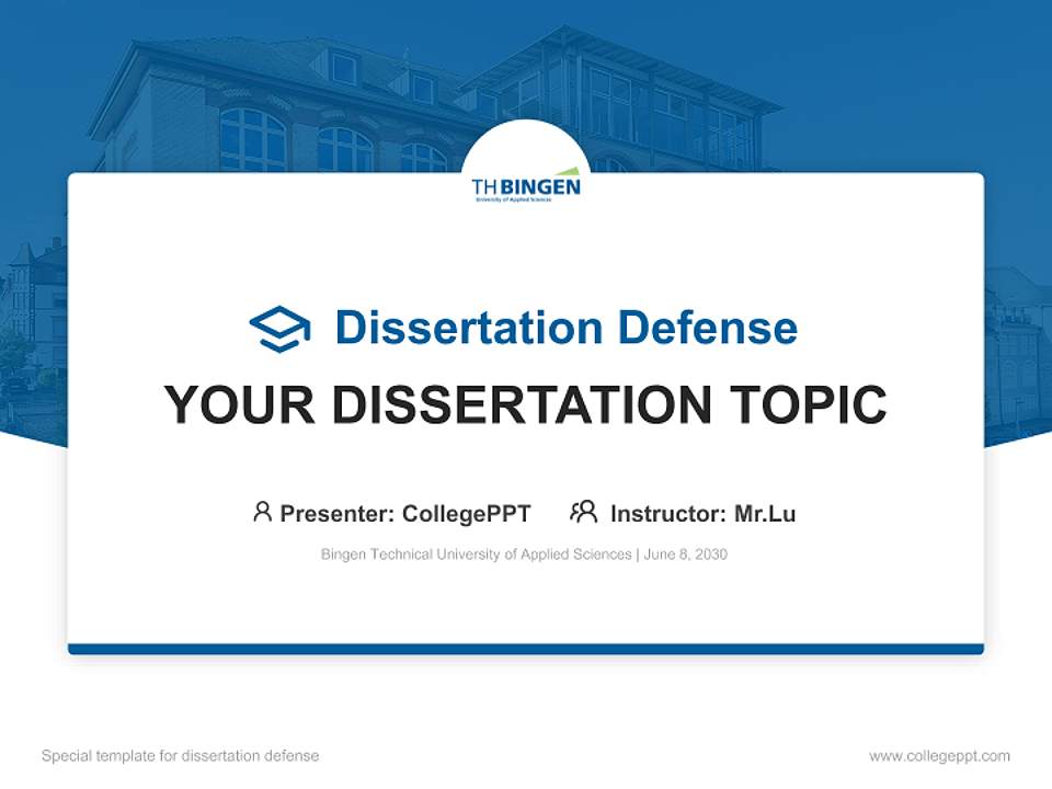 Bingen Technical University of Applied Sciences Graduation Thesis Defense PPT Template4:3 ratio PPT effect preview image7