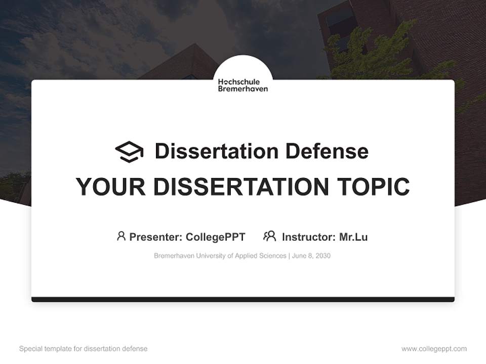 Bremerhaven University of Applied Sciences Graduation Thesis Defense PPT Template4:3 ratio PPT effect preview image7