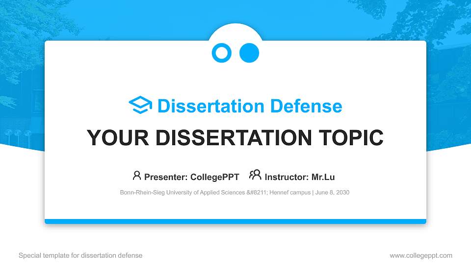 Bonn-Rhein-Sieg University of Applied Sciences – Hennef campus Graduation Thesis Defense PPT Template16:9 ratio PPT effect preview image