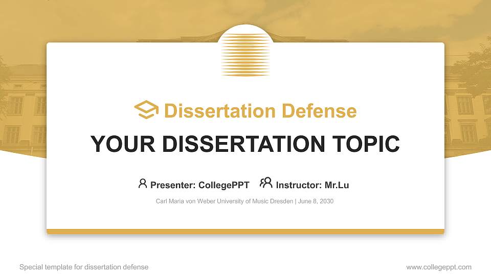Carl Maria von Weber University of Music Dresden Graduation Thesis Defense PPT Template16:9 ratio PPT effect preview image