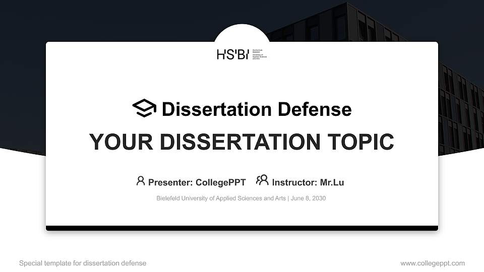 Bielefeld University of Applied Sciences and Arts Graduation Thesis Defense PPT Template16:9 ratio PPT effect preview image
