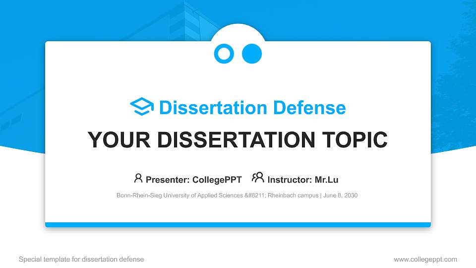 Bonn-Rhein-Sieg University of Applied Sciences – Rheinbach campus Graduation Thesis Defense PPT Template16:9 ratio PPT effect preview image