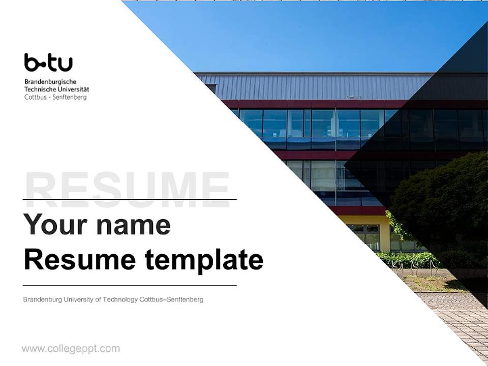 Brandenburg University of Technology Cottbus–Senftenberg Resume PPT Template4:3 ratio PPT effect preview image5