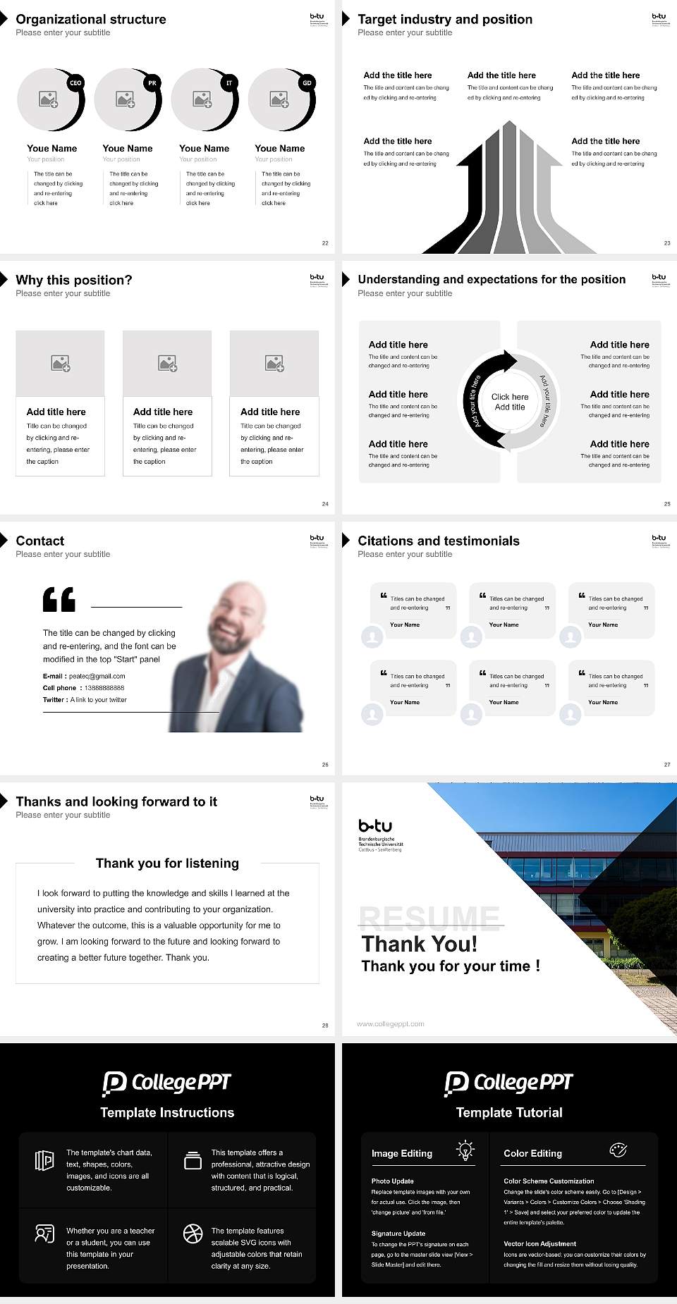 Brandenburg University of Technology Cottbus–Senftenberg Resume PPT Template4:3 ratio PPT effect preview image4