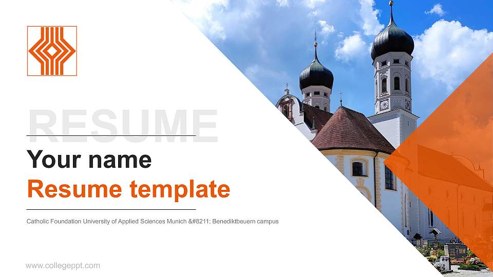 Catholic Foundation University of Applied Sciences Munich – Benediktbeuern campus Resume PPT Template16:9 ratio PPT effect preview image
