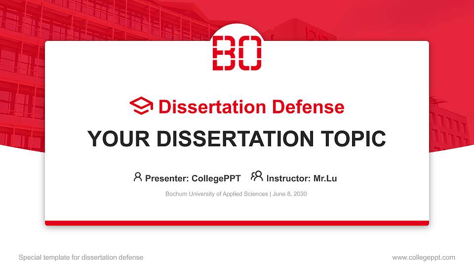 Bochum University of Applied Sciences Graduation Thesis Defense PPT Template16:9 ratio PPT effect preview image