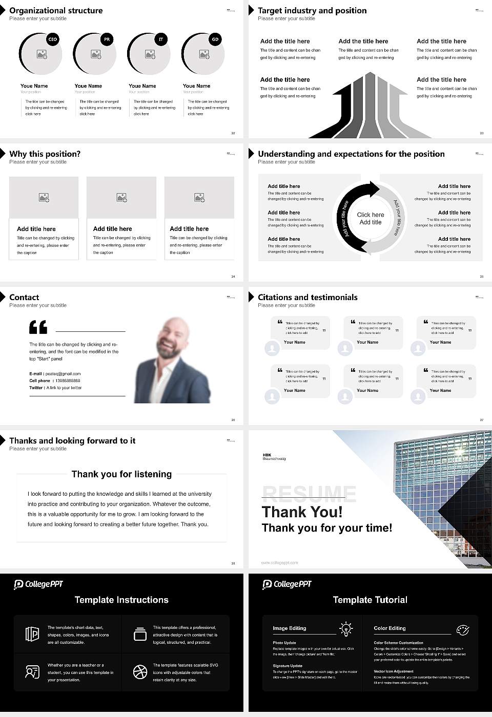 Braunschweig University of Art Resume PPT Template16:9 ratio PPT effect preview image4