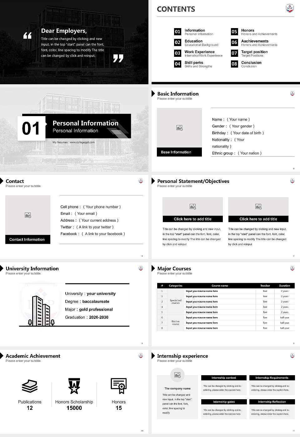 BSP Business and Law School – University of Management and Law Resume PPT Template16:9 ratio PPT effect preview image2