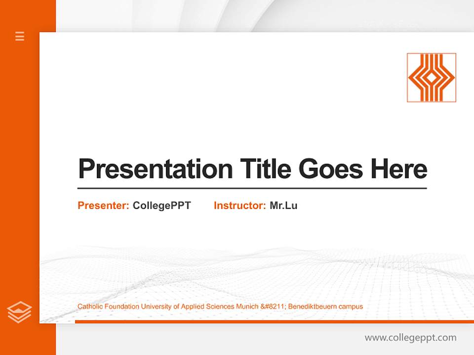 Catholic Foundation University of Applied Sciences Munich – Benediktbeuern campus Thesis Proposal/Graduation Defense PPT Template4:3 ratio PPT effect preview image5