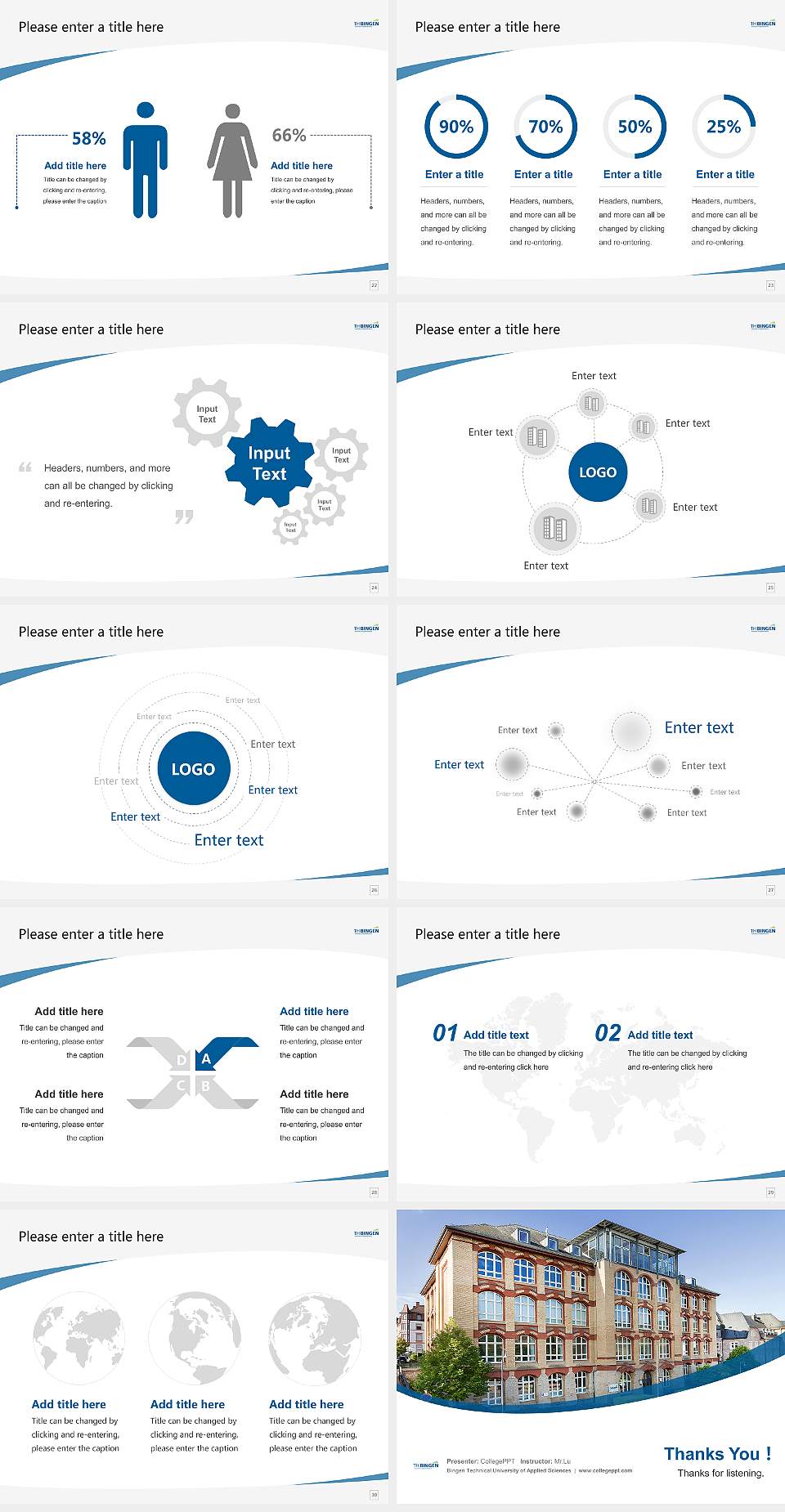 Bingen Technical University of Applied Sciences Course/Courseware Creation PPT Template4:3 ratio PPT effect preview image4