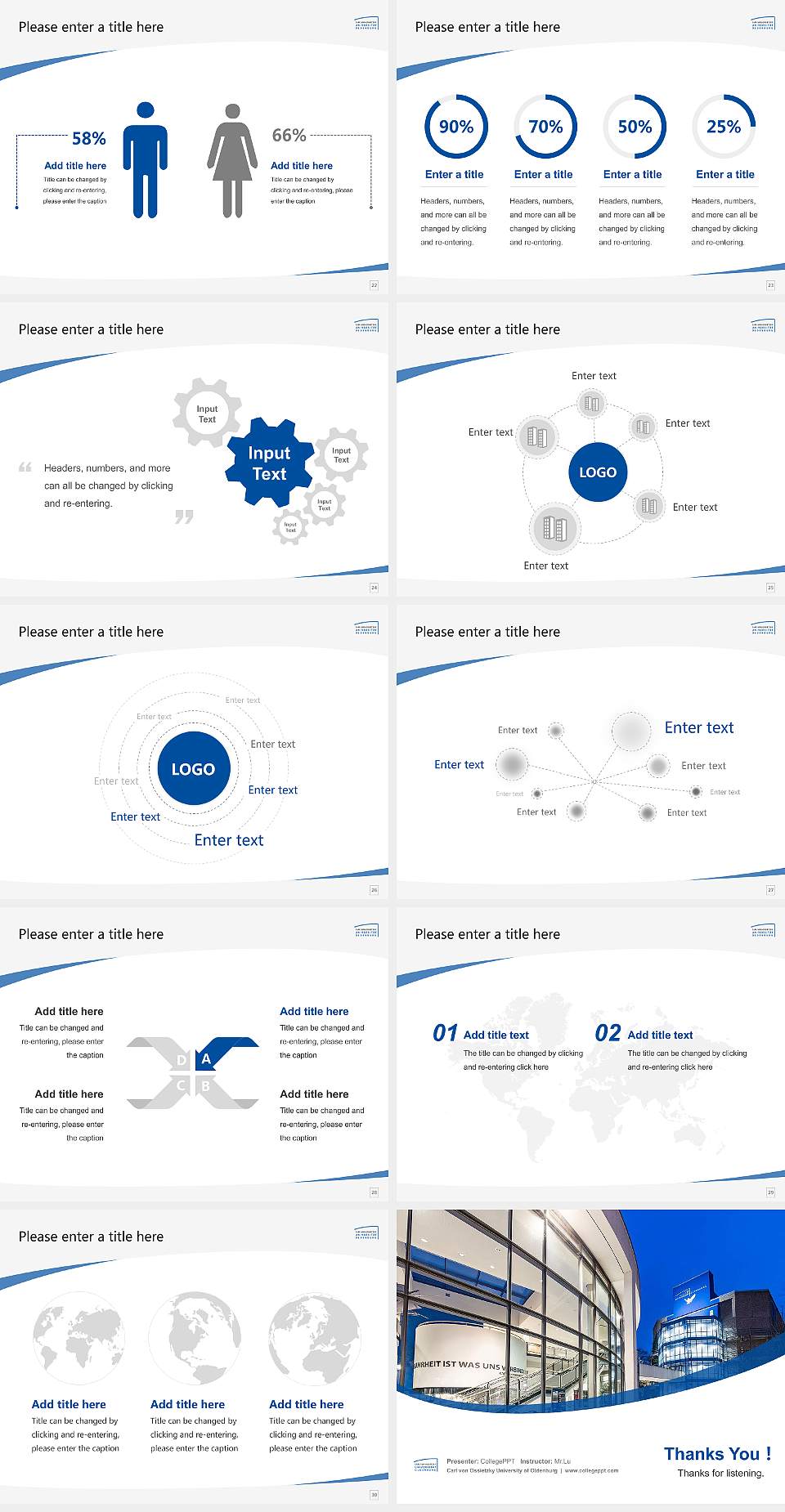 Carl von Ossietzky University of Oldenburg Course/Courseware Creation PPT Template4:3 ratio PPT effect preview image4
