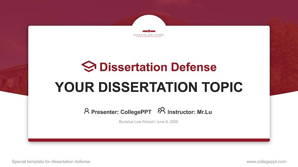 Bucerius Law School Graduation Thesis Defense PPT Template16:9 ratio PPT effect preview image