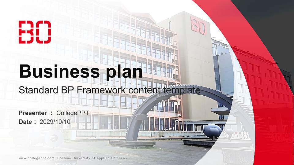 Bochum University of Applied Sciences Competition/Entrepreneurship Contest PPT Template16:9 ratio PPT effect preview image