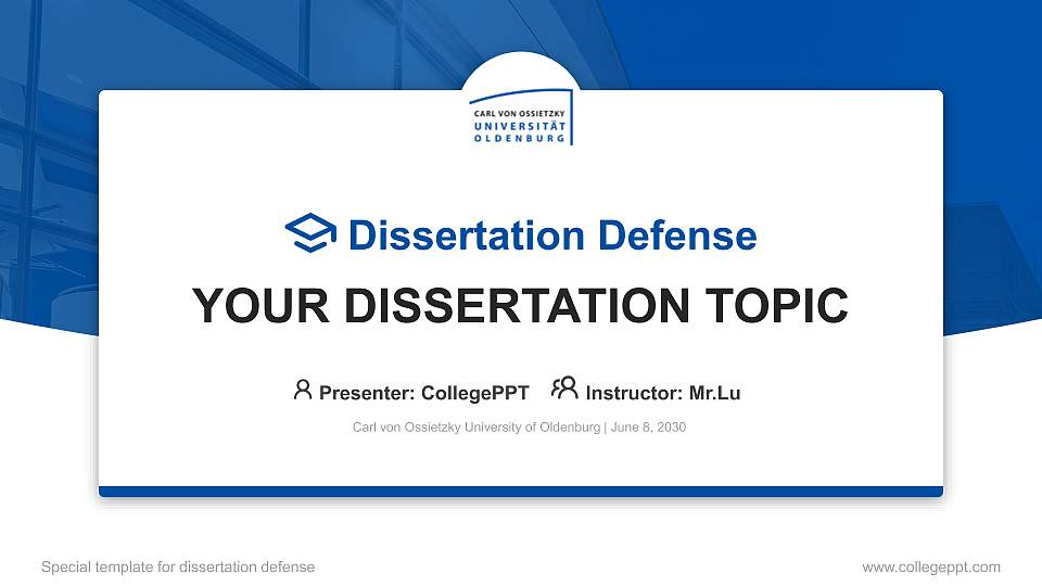Carl von Ossietzky University of Oldenburg Graduation Thesis Defense PPT Template16:9 ratio PPT effect preview image