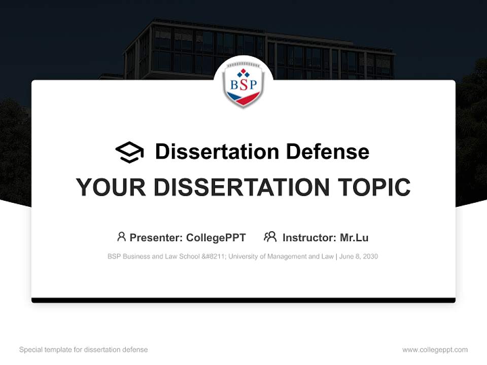 BSP Business and Law School – University of Management and Law Graduation Thesis Defense PPT Template4:3 ratio PPT effect preview image7