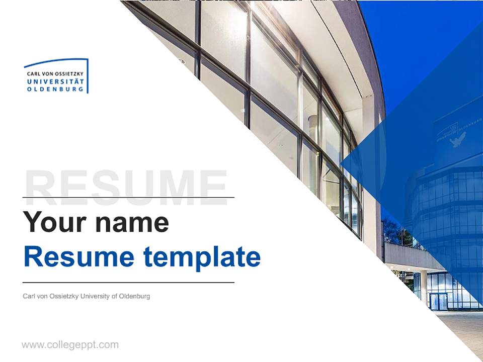 Carl von Ossietzky University of Oldenburg Resume PPT Template4:3 ratio PPT effect preview image5