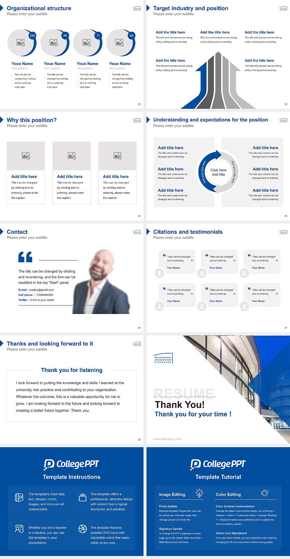 Carl von Ossietzky University of Oldenburg Resume PPT Template4:3 ratio PPT effect preview image4