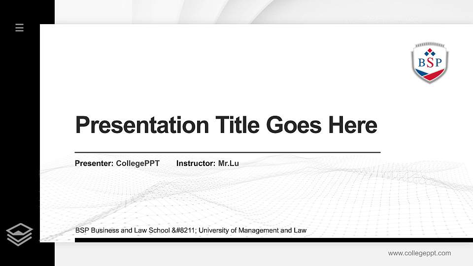 BSP Business and Law School – University of Management and Law Thesis Proposal/Graduation Defense PPT Template16:9 ratio PPT effect preview image